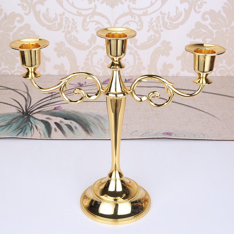 Gold Elegant Metal Candelabra 3 Arm Candle Holder –  Decorative Candelabra for Home, Weddings, Events