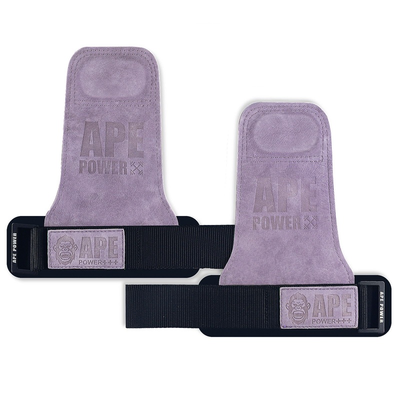 Heavy Duty Weightlifting Grips – Anti-Slip Cowhide Palm Protectors with Neoprene Wrist Support & Adjustable Straps(Purple)