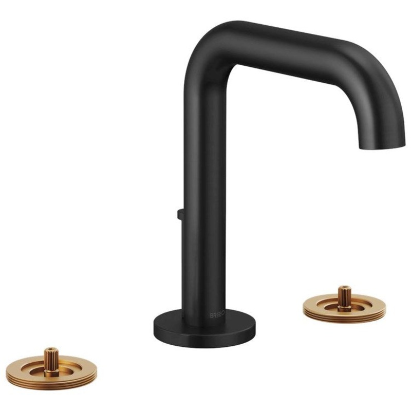 Lavatory Faucet Litze Widespread 6 to 16 Inch Spread Less Handles Matte Black 1.5 Gallons per Minute Pop-Up 3 Hole