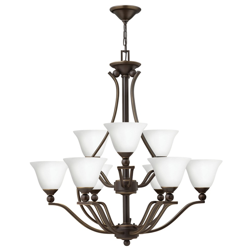 LED Foyer Pendant from the Bolla Collection in Olde Bronze with Opal glass Finish by Hinkley