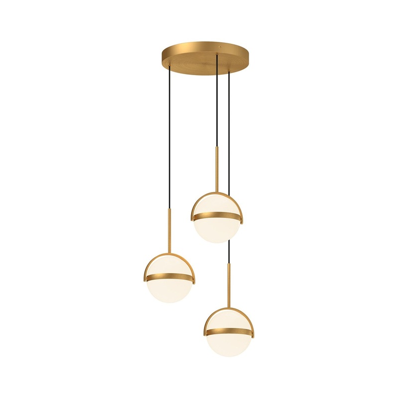 LED Pendant from the Globo Collection in Brushed Gold|Matte Black Finish by Alora