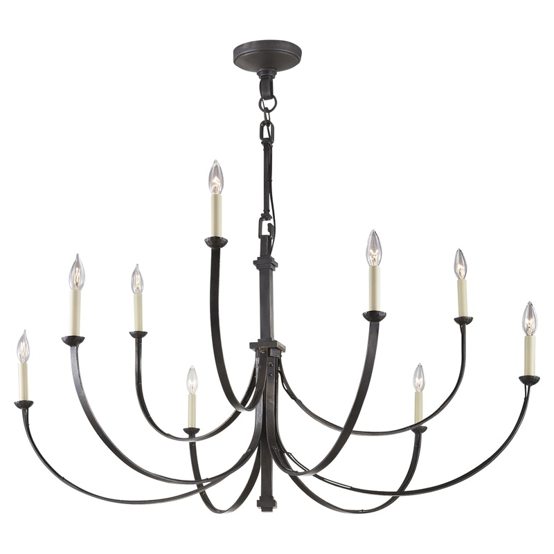Nine Light Chandelier from the Reims Collection in Aged Iron Finish by Visual Comfort Signature