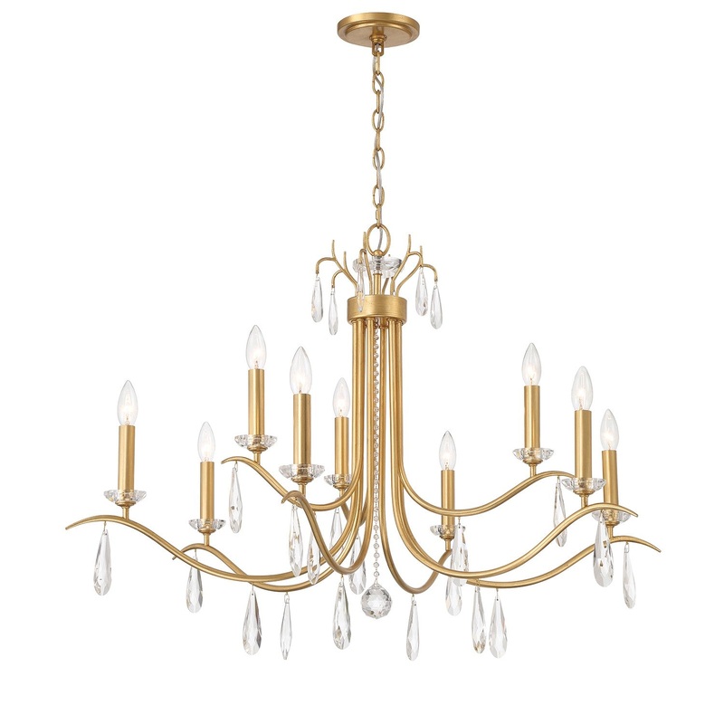 Nine Light Chandelier from the Rollins Collection in Antique Gold Finish by Crystorama