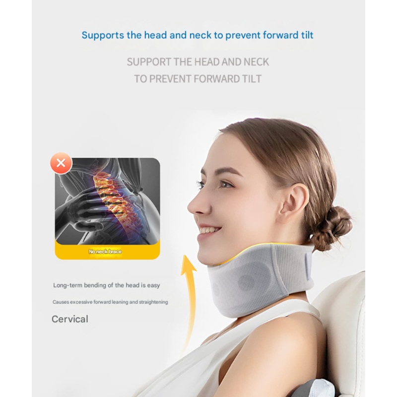 Size XL Grey Ergonomic Neck Support Brace – Soft Cervical Collar for Posture Correction and Pain Relief