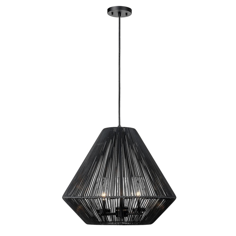 Three Light Outdoor Pendant from the Valentina NB Collection in Natural Black Finish by Golden