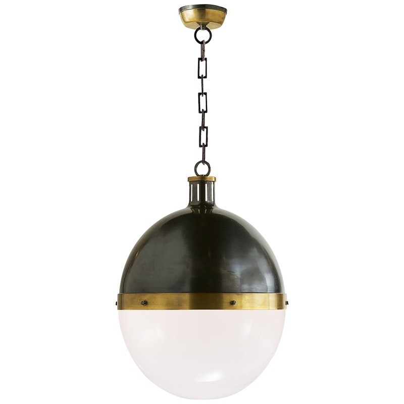 Two Light Pendant from the Hicks Collection in Bronze With Antique Brass Finish by Visual Comfort Signature