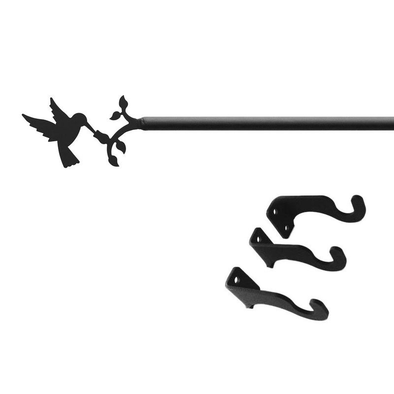 Village Wrought Iron CUR-18-112-S Hummingbird Curtain Rod LG (Hardware is INCLUDED)