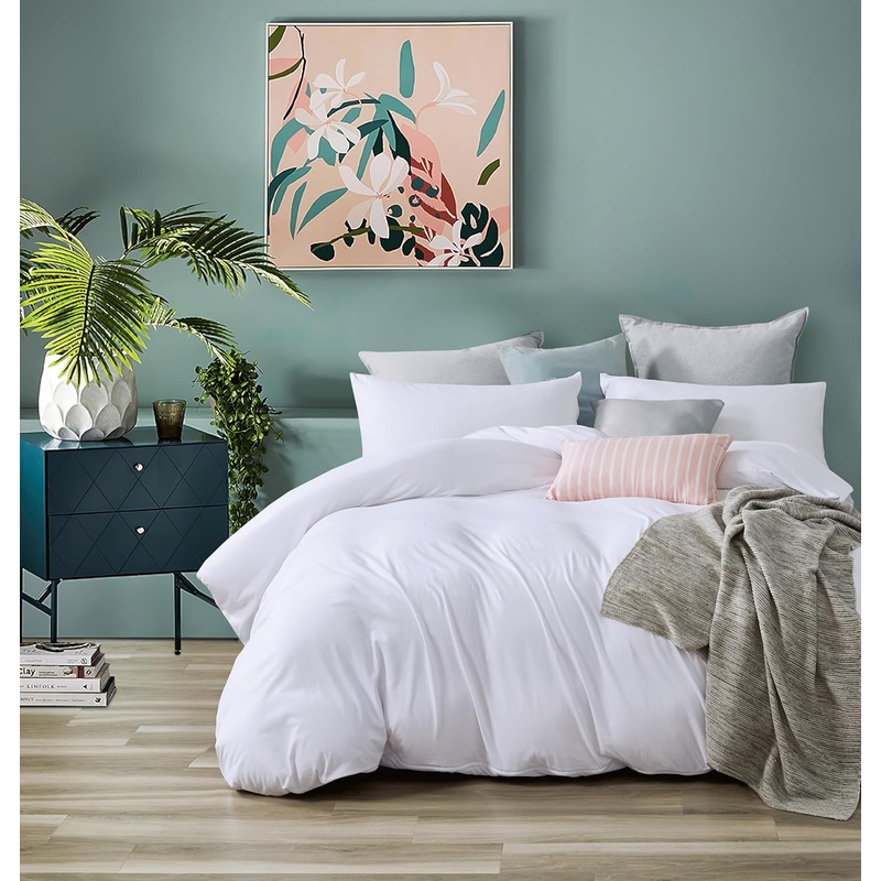 100% Jersey Cotton Quilt Cover Set – White – Super King