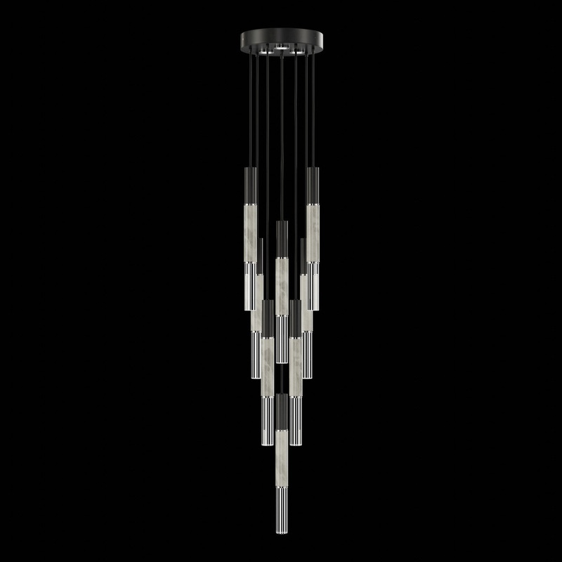 Antonia 16″W Round Pendant Black/Nickel/Smoke