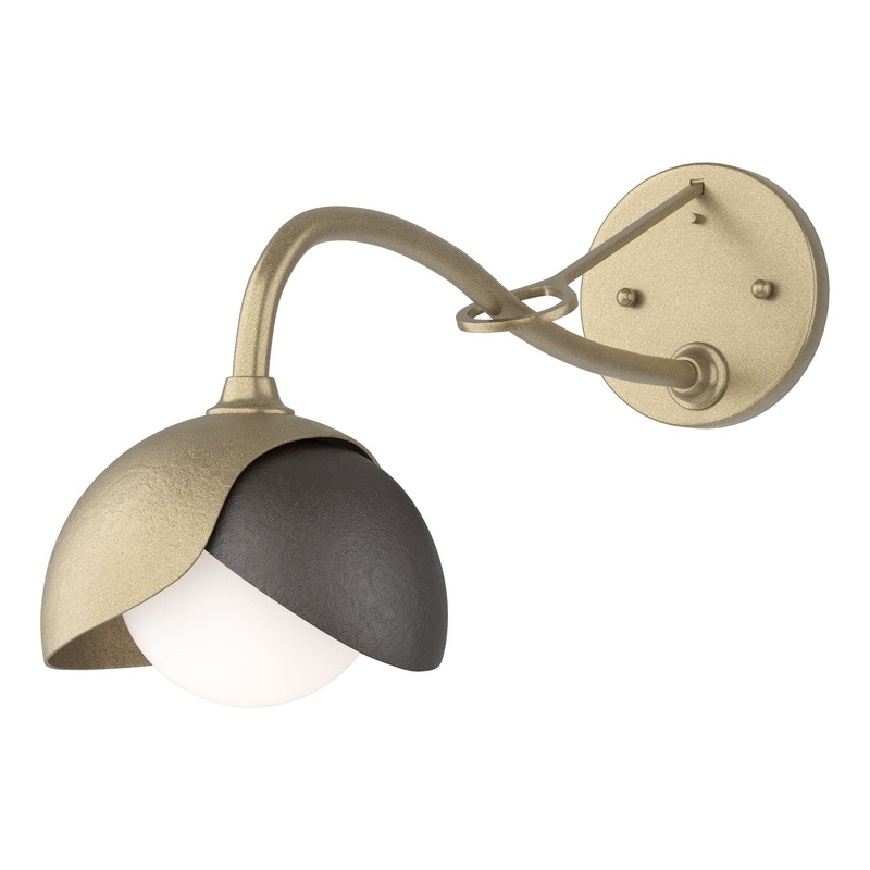 Brooklyn 1-Light Double Shade Long-Arm Sconce Soft Gold Oil Rubbed Bronze