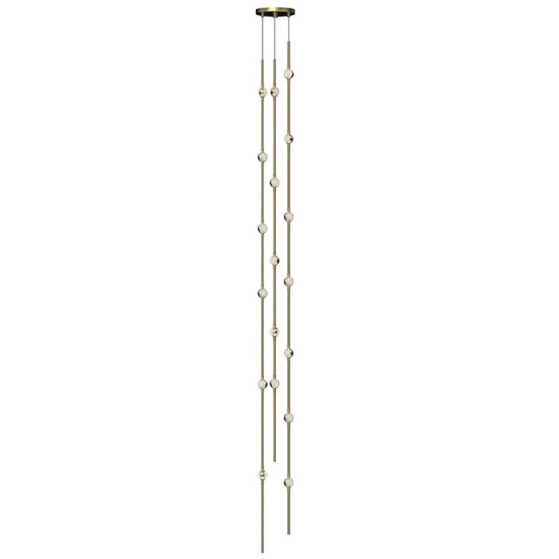 Constellation Andromeda Tall 6″ Round LED Pendant Satin Brass with Clear Faceted Acrylic 3000K 20′ Adjustable Cord