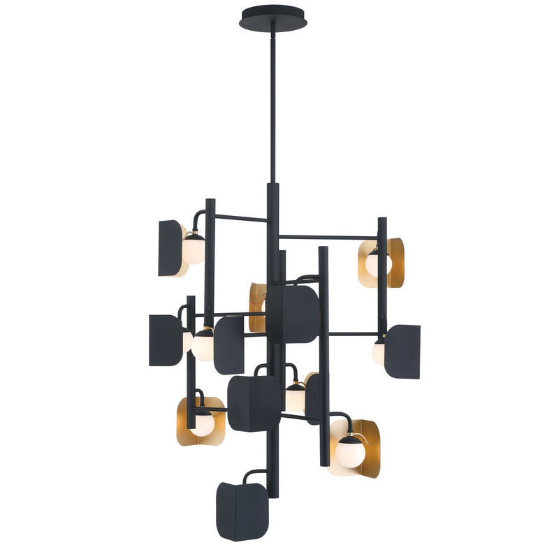 Cornice 12-Light 42″ Chandelier Gold-Black