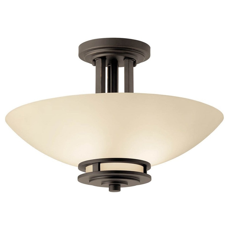 Kichler 3674OZ Two Light Semi Flush Mount, Olde Bronze