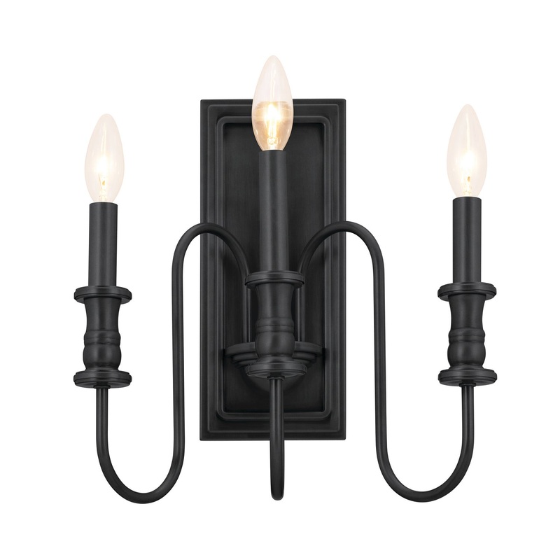 Kichler 52473BK Three Light Wall Sconce, Black