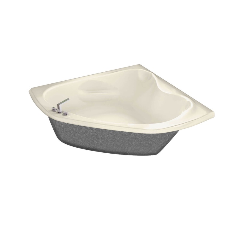 MAAX 105680-091-004 Murmur 5555 Acrylic Corner Center Drain 10 Microjets Bathtub in Bone