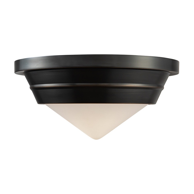 One Light Flush Mount from the Willard Collection in Urban Bronze/Matte Opal Glass Finish by Alora