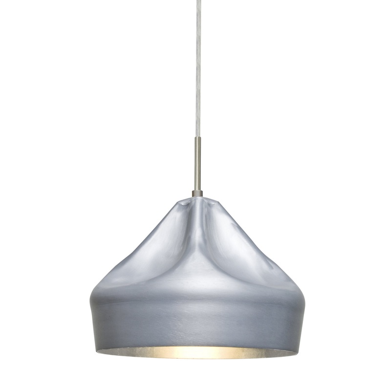 One Light Pendant from the Lotus Collection in Satin Nickel Finish by Besa
