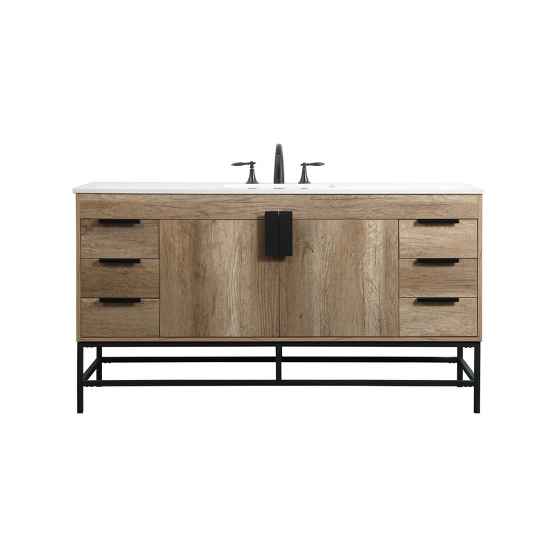 Single Bathroom Vanity from the Eugene Collection in Natural Oak Finish by Elegant Lighting