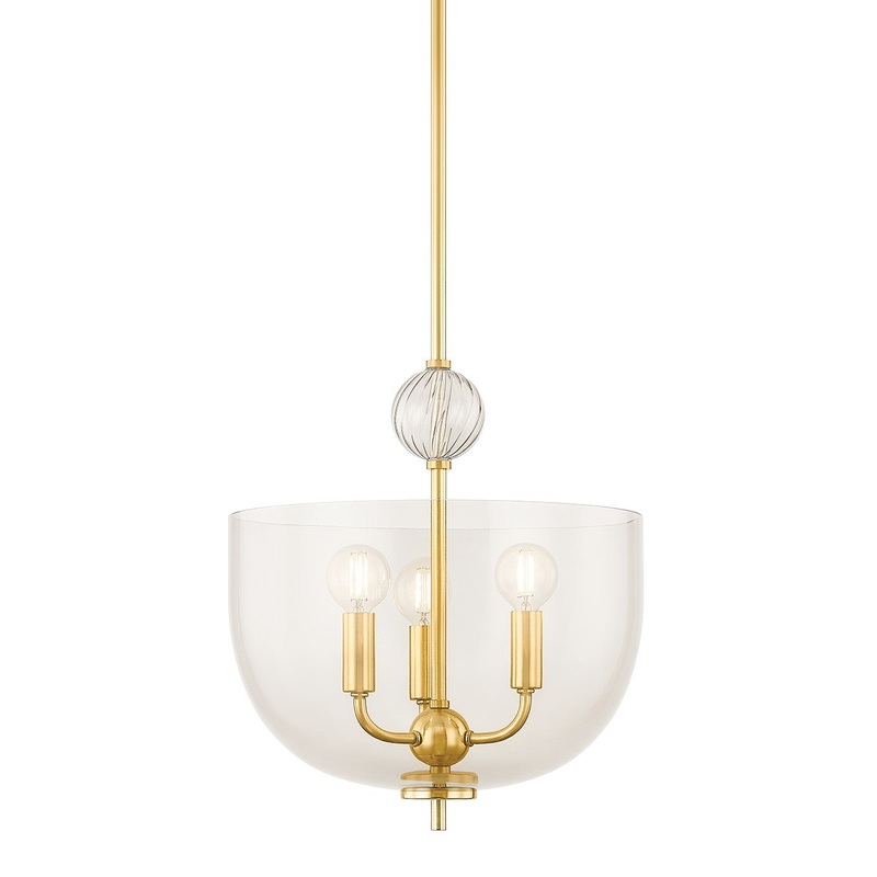 Three Light Lantern from the Arianne Collection in Aged Brass Finish by Mitzi