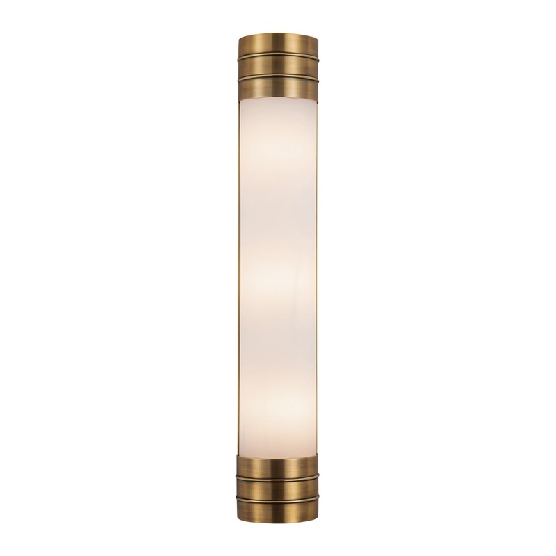 Three Light Vanity from the Willard Collection in Vintage Brass/Matte Opal Glass Finish by Alora
