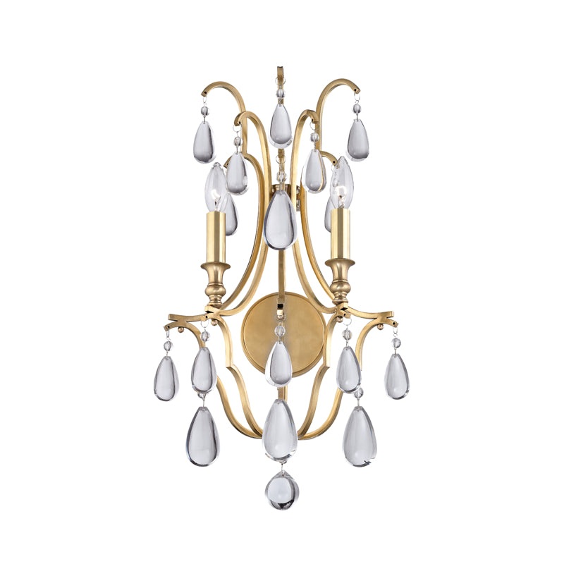 Two Light Wall Sconce from the Crawford Collection in Aged Brass Finish by Hudson Valley