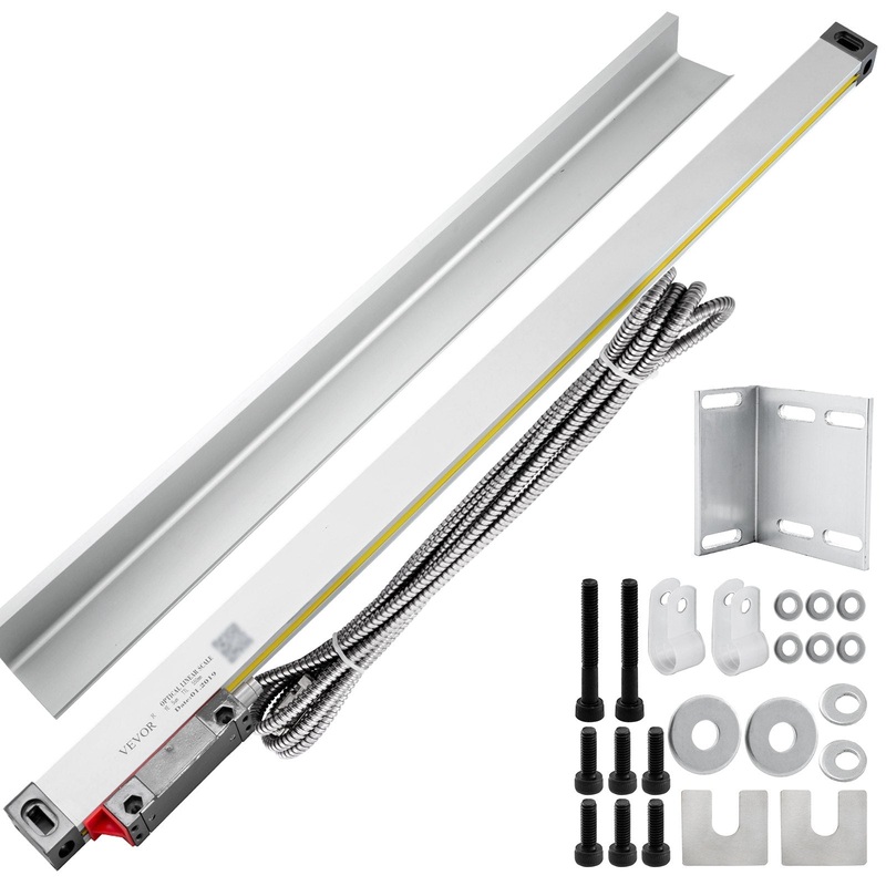 VEVOR 1 Axis Lathe Linear Scale 550mm with Accuracy 0.0002″ Optical Length Precision Linear Scale Aluminum Body for Mill Milling Lathe Machine with Accessories (550mm(22″))