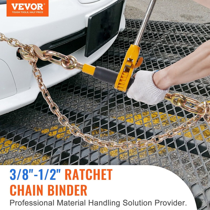 VEVOR Ratchet Chain Binder 3/8″-1/2″ Load Binders 12000 lbs w/ G80 Chains 4 Pcs