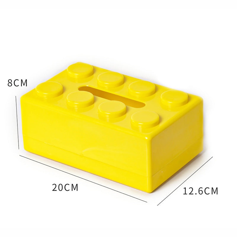 Yellow 2 Pcs Creative Building Block Tissue Box Holder – Wall-Mounted & Desktop Dispenser for Bathroom, Kids Room & Office Decor