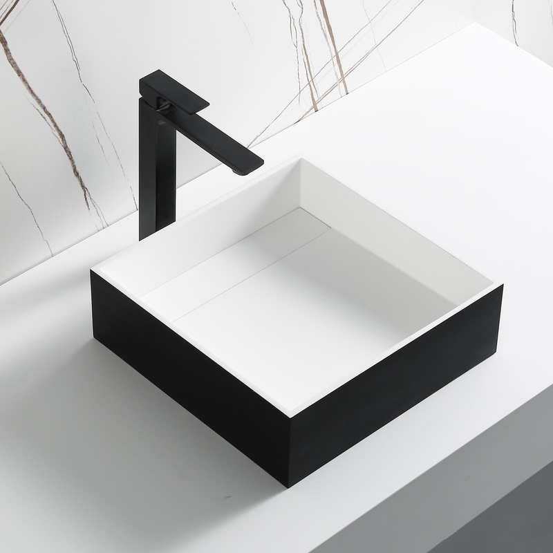 Black Matte 14″ Square Solid Surface Resin Sink