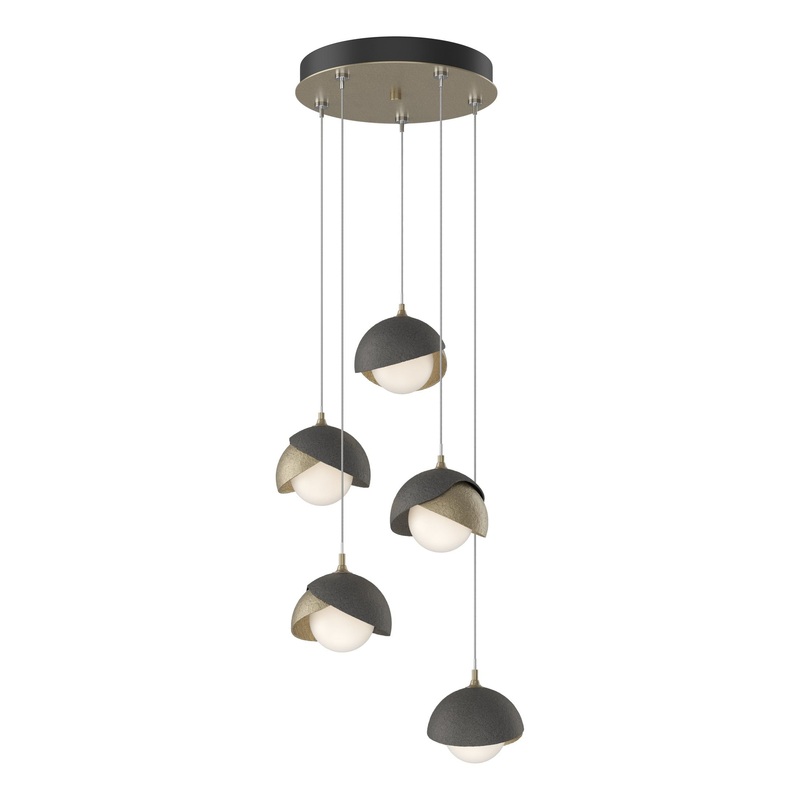 Brooklyn 5-Light Double Shade Pendant Soft Gold Natural Iron