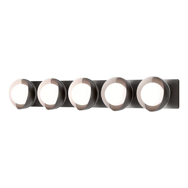 Brooklyn 5-Light Straight Double Shade Bath Sconce Oil Rubbed Bronze White