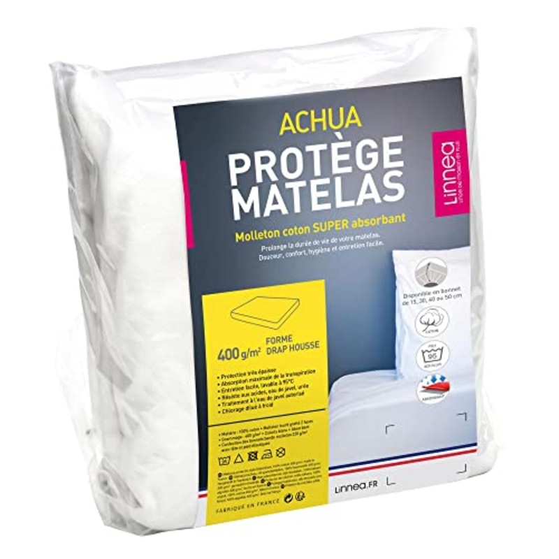 Coprimaterasso 160 x 210 cm Ahua Molleton 100% cotone 400 g/m2 con angoli 40 cm