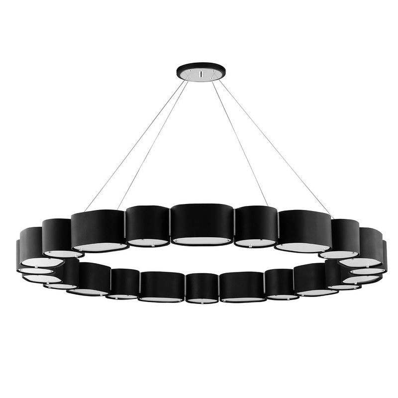 Corbett Lighting 393-50-SBK/SS Opal 22 Light Chandelier Soft Black/Stainless Steel