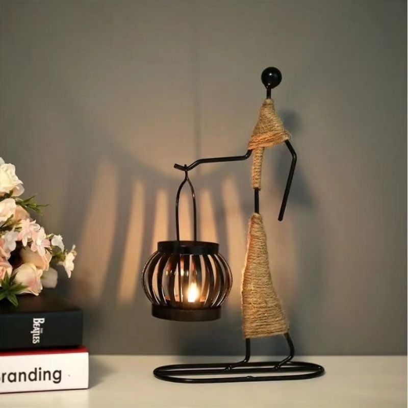 Creative Iron Girl Candle Holder for Nordic Restaurant Table Decorations and Bar Counter Accessories(Style A)