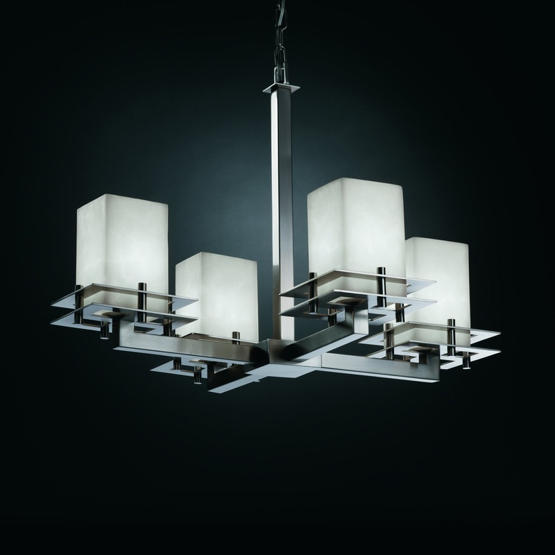 Four Light Chandelier from the Clouds Collection in Brushed Nickel Finish by Justice Designs