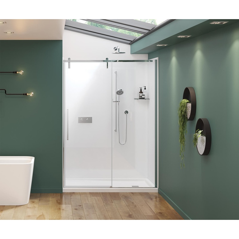MAAX 135875-900-084-000 Nebula 56 -58  x 78  in. 8mm Sliding Shower Door for Alcove Installation with Clear glass in Chrome