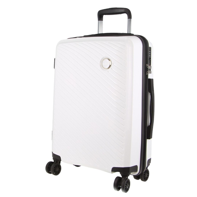 Pierre Cardin Inspired Milleni Cabin Luggage Bag Travel Carry On Suitcase 54cm 39L – White