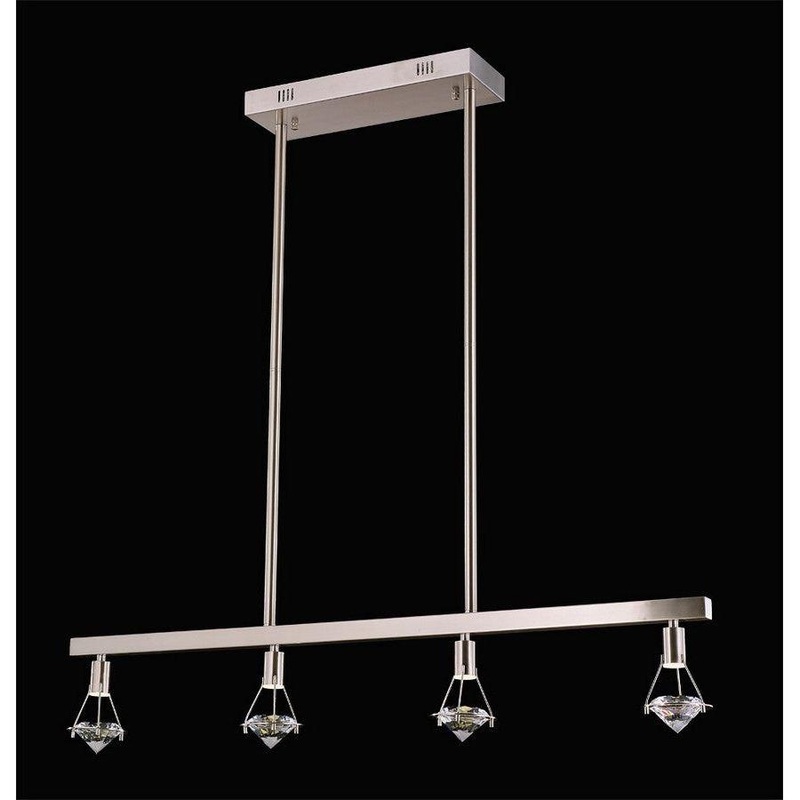 Rock Crystal 4-Light Pendant Satin Nickel