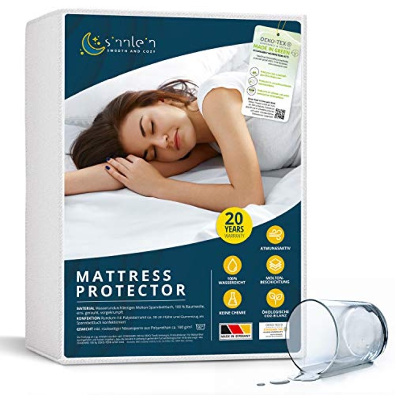 sinnlein Coprimaterasso Impermeabile Matrimoniale 160 x 200 cm Proteggi Materasso Traspirante, Antiacari, Antibatterico – Copri materassi con Trattamento Nuova Generazione – 20 Anni di Garanzia