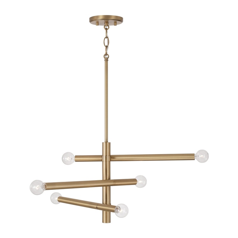 Six Light Chandelier from the Zane Collection in Aged Brass Finish by Capital Lighting