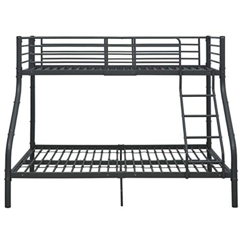 Tidyard Letto a Castello Nero in Metallo 140×200 cm/90×200 cm,Include Barre di Sicurezza e Scala Protetta