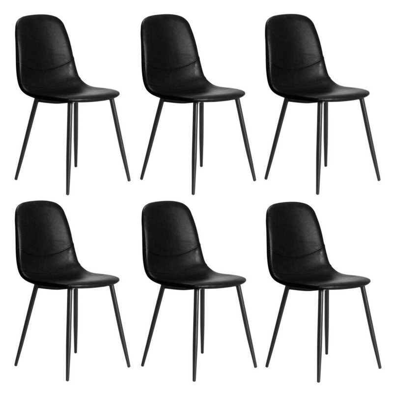 6x Dining Chairs PU Leather Black