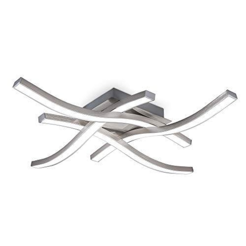 B.K.Licht Plafoniera LED, luce bianca neutra 4000K, LED integrati 20W 2.000Lm, dimensione 42,5×42,5x7cm, lampada da soffitto per salotto o cucina, lampadario in metallo color alluminio 230V IP20