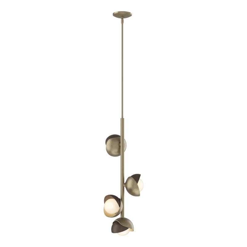 Brooklyn 4-Light Double Shade Vertical Pendant Soft Gold Bronze