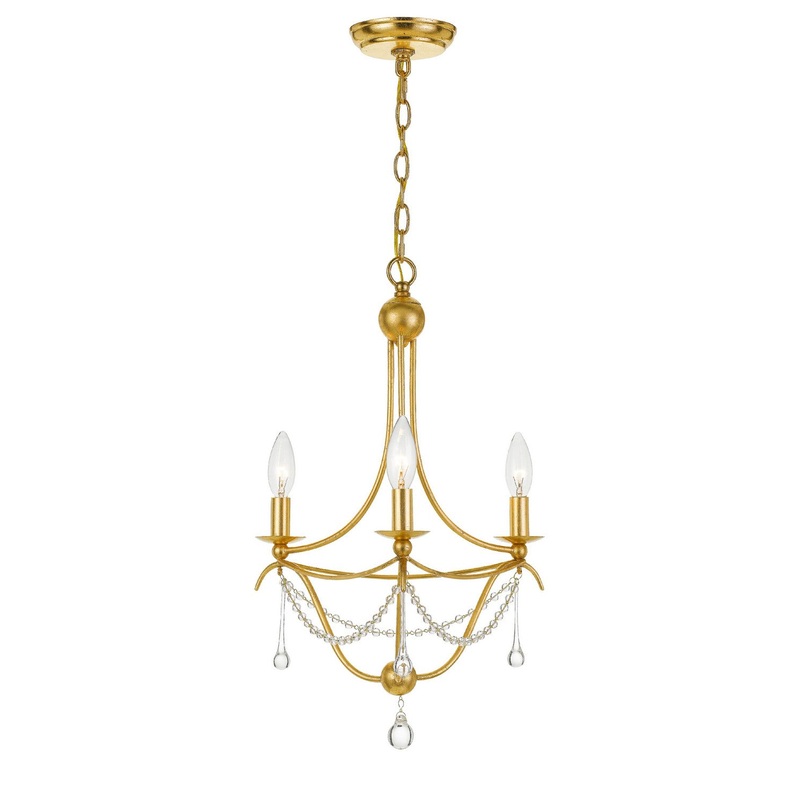 Crystorama 423-GA Metro Three Light Mini Chandelier Antique Gold