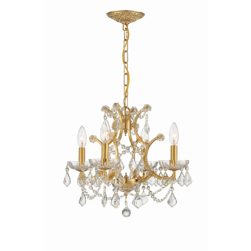 Crystorama 4454-GA-CL-SAQ Filmore Four Light Mini Chandelier Antique Gold