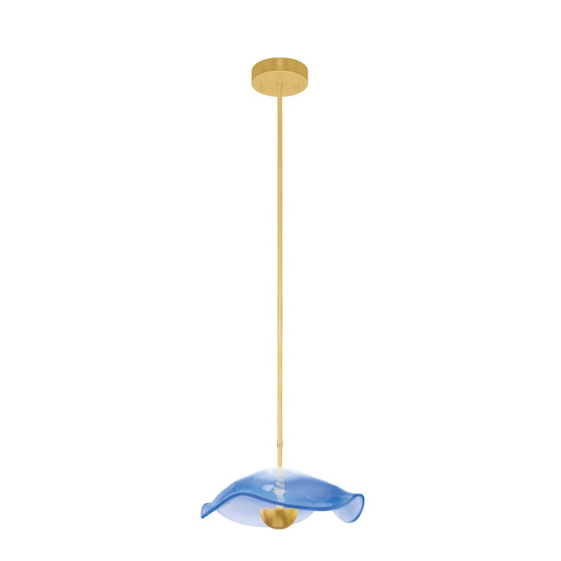 Embark 12″W Round Pendant Gold Leaf/Blue