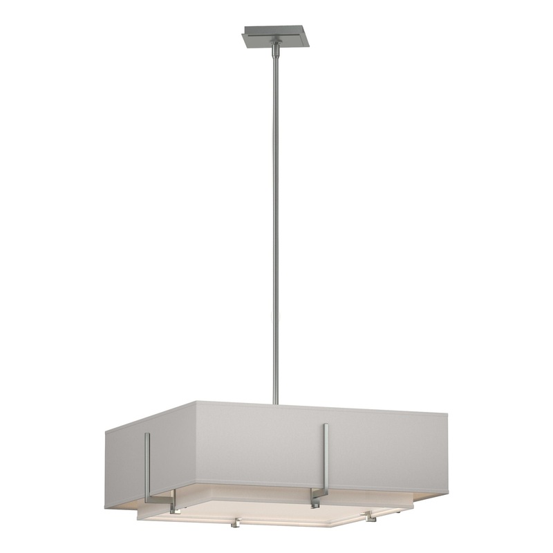 Exos Square Double Shade Pendant Vintage Platinum Natural Anna Inner Shade & Flax Outer Shade