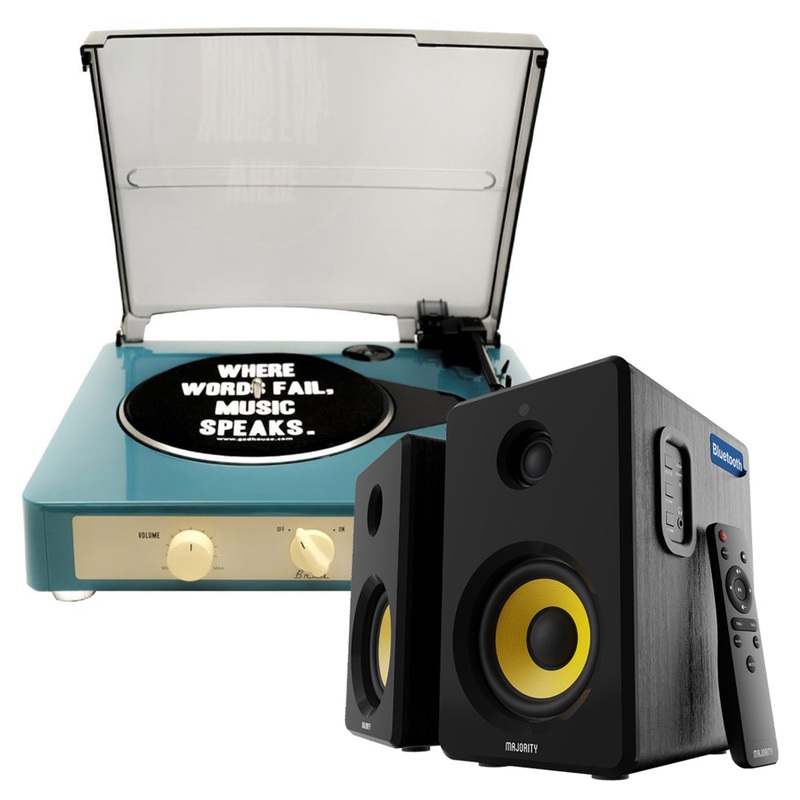 Gadhouse Brad MKII Record Player – Green + Bundled Majority D40X Bluetooth Speakers