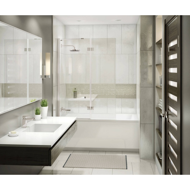 MAAX 137502-900-305-000 Edge Duo 42 x 58 in. 8 mm Pivot Tub Screen for Alcove Installation with Clear glass in Brushed Nickel